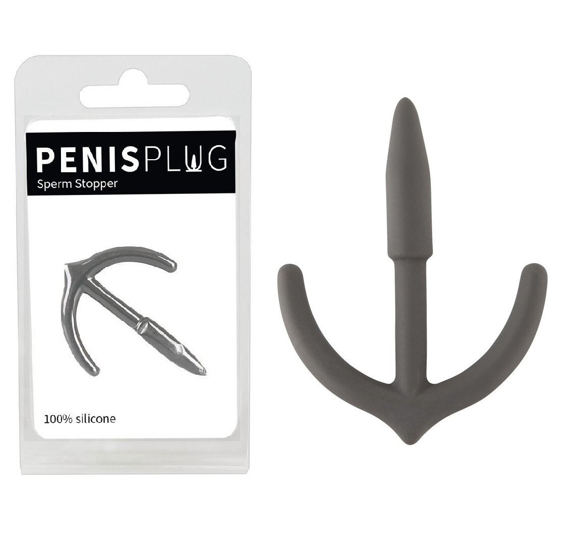 Стимулятор для уретры с ограничителем Penis Plug Sperm Stopper, серый - куп...