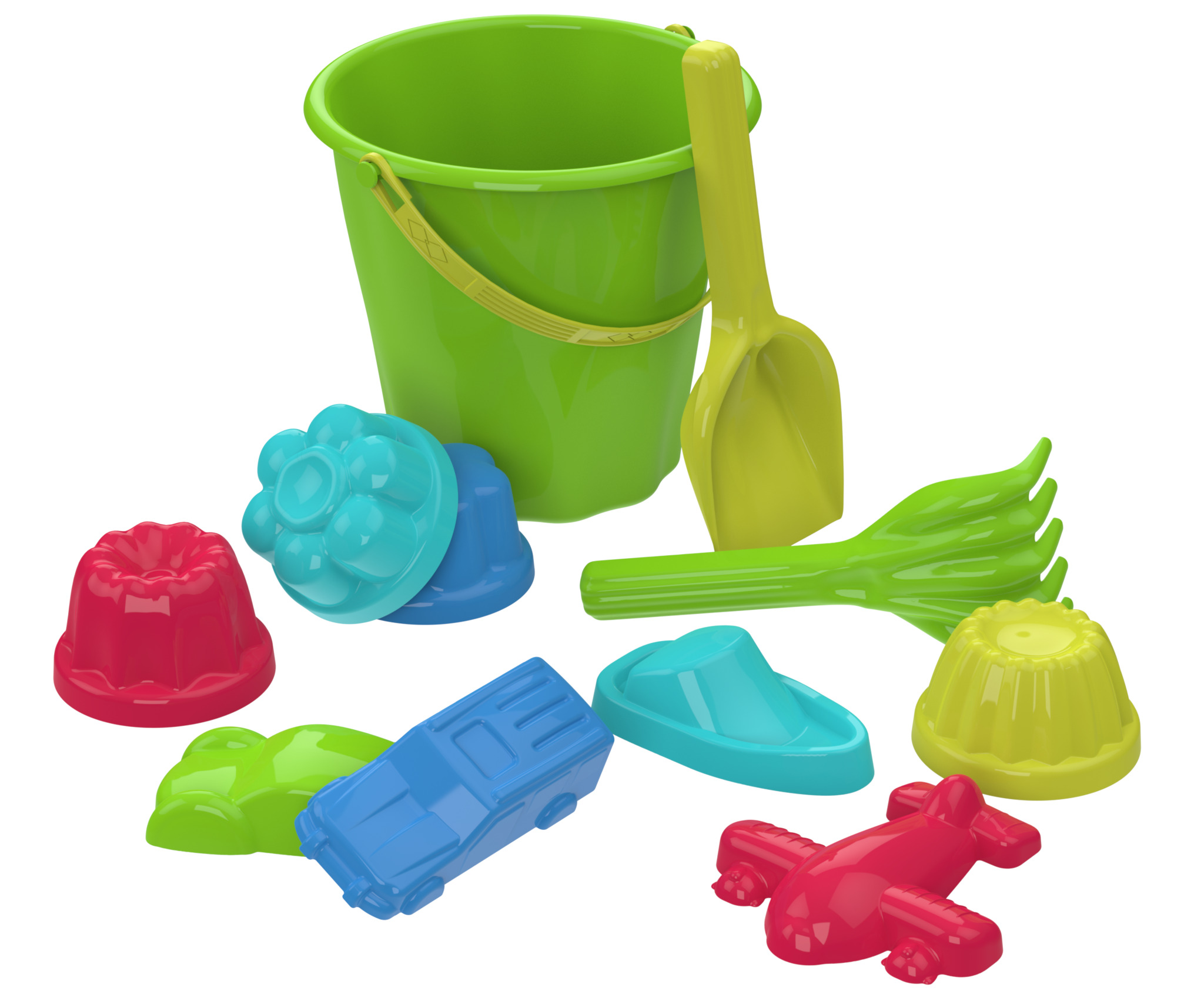 Набор для песка №3 (Ведро 2л; 8 формочек; 2 инструмента) — купить в ...