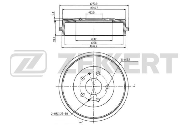 Барабан тормозной ZEKKERT BS5186 зад. 1458826 FORD Ford Focus II 04-