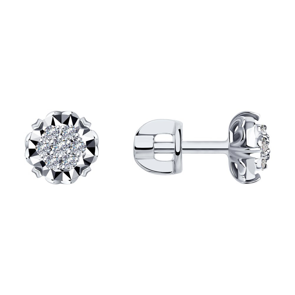 Sokolov diamonds серьги. Соколов серьги 1021708. Серьги из белого золота с РОДИРОВАНИЕМ С бриллиантами артикул: 1021708. 1021708 Серьги. Серьги пусеты ежевика.