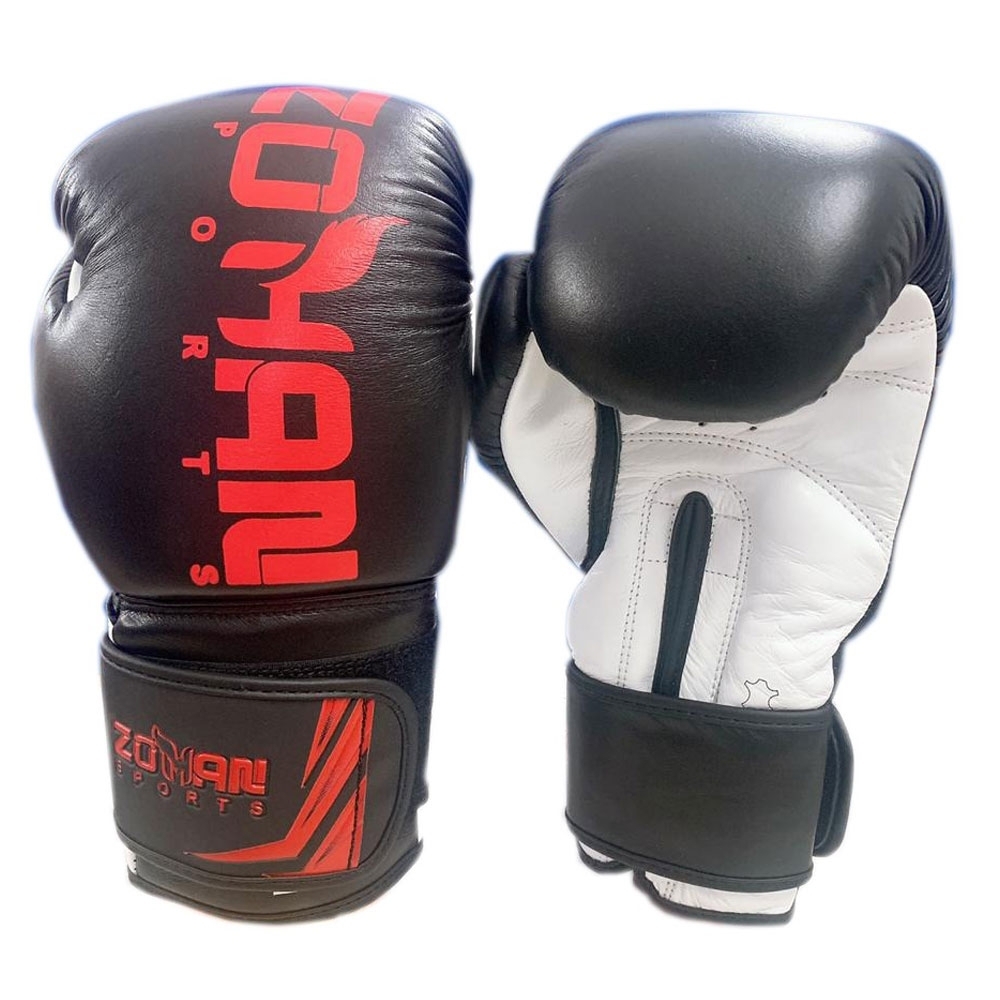 Боксерские перчатки ZOHAN, натуральная кожа, 14 унций, черные