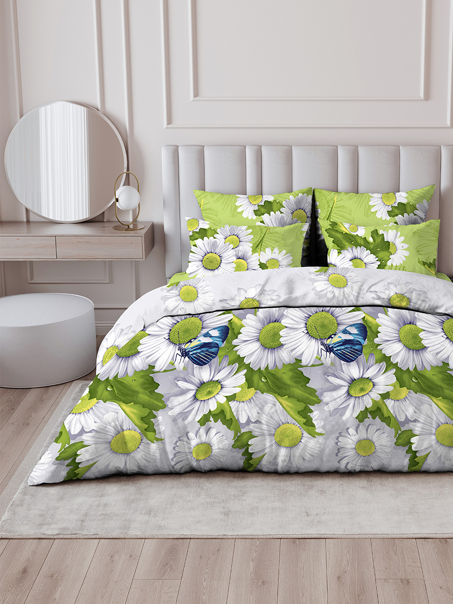 кпб tm-3307-z. поплин летом. поплин летом. ромашки (поплин 220 см). кпб зима-лето сатин юми евро.