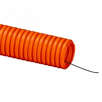 Труба ПНД гибкая гофр. д.25мм, тяжёлая с протяжкой, 50м, цвет оранжевый  упак. 50м  71525 DKC