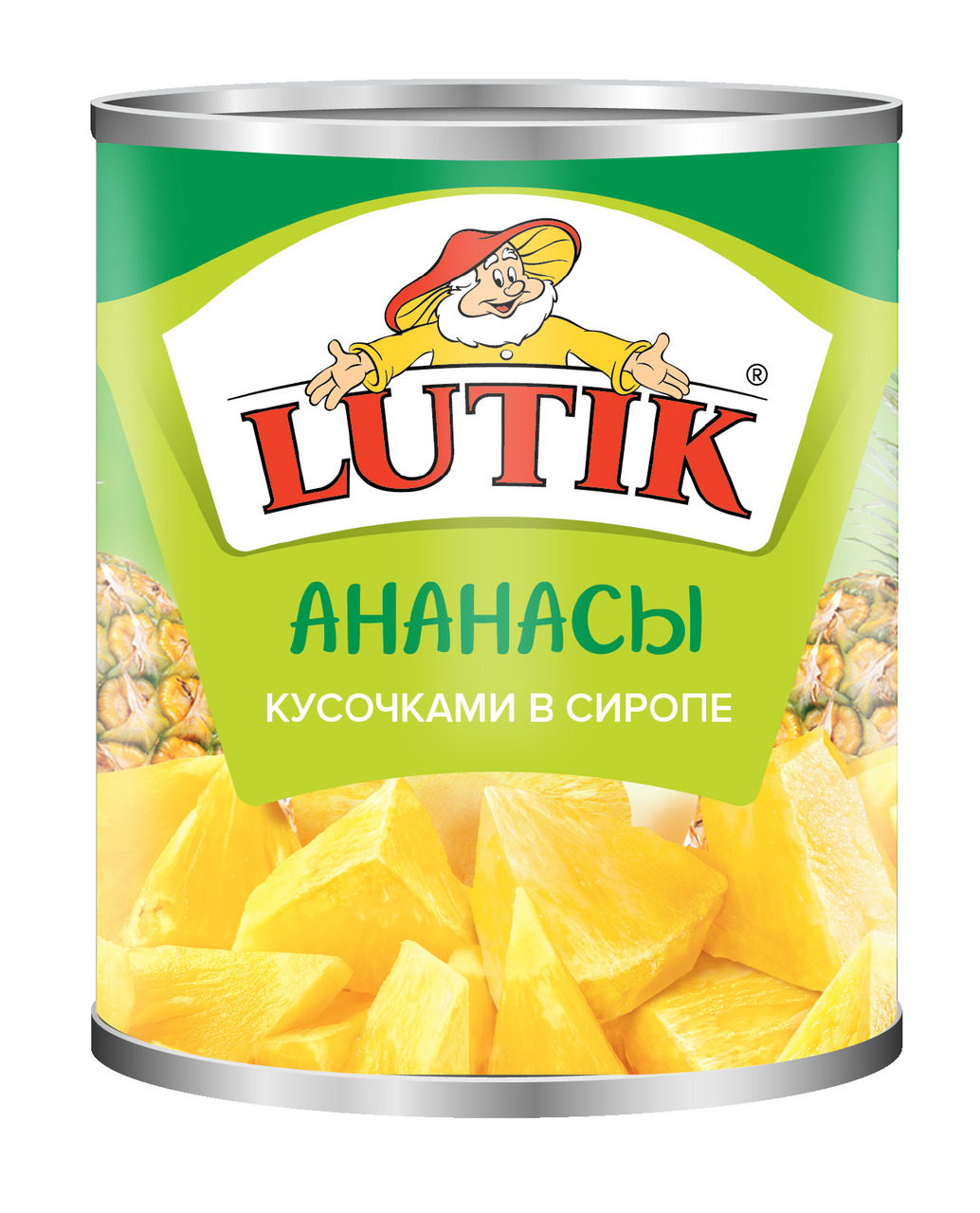 Ананас LUTIK кусочки в сиропе, 850мл