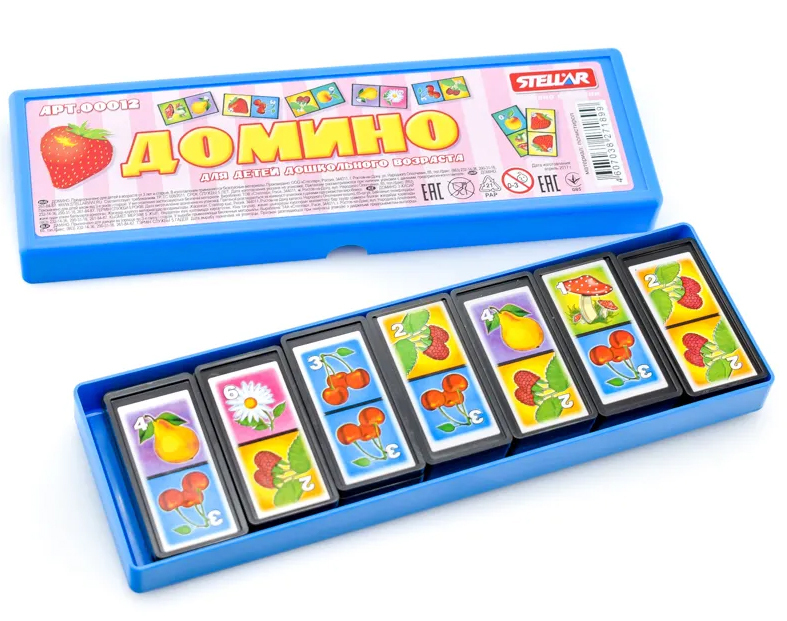 Домино детское Ягодки и Фрукты в пластиковом футляре — купить в ...