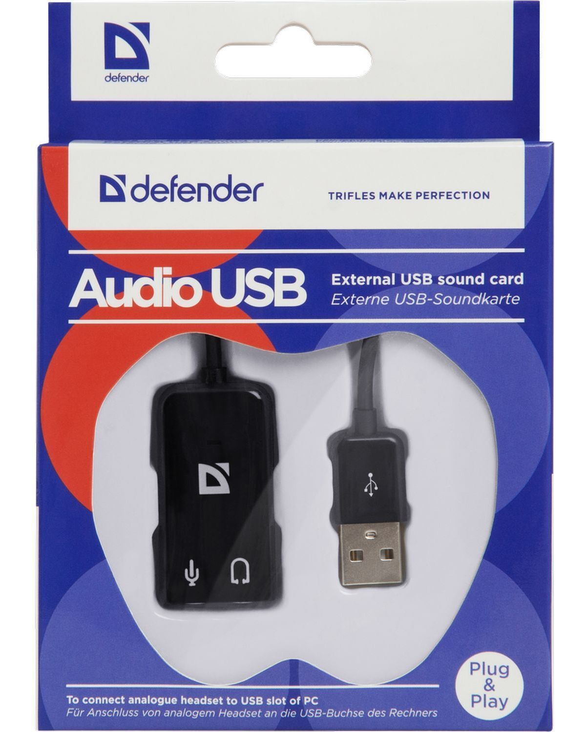 Usb defender. Переходник USB Defender Audio USB переходник 2х3.5мм. Внешняя USB звуковая карта Defender Audio USB USB - 2х3,5 мм Jack, 0.1 м (63002). Звуковая карта Defender Audio USB. Звуковая карта USB-3.5mm Jack 5.1 Defender 63002.