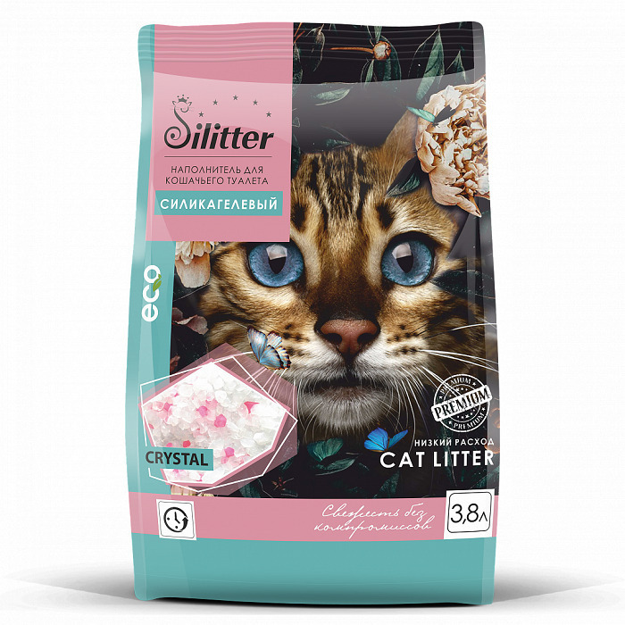 Впитывающий силикагелевый наполнитель SILITTER Cat Litter для кошачьих туал...