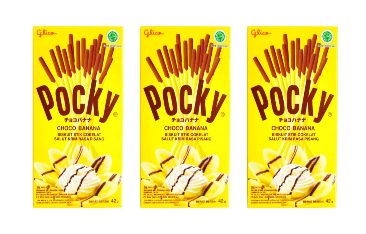Палочки Pocky покрытые глазурью со вкусом банан с шоколадом (3 шт по 42 ...