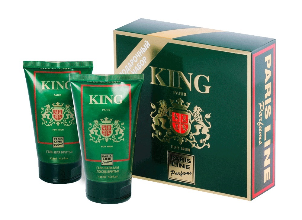 Paris Line Parfums / Мужской подарочный набор King, гель для бритья 125 мл, гель бальзам после бритья 125 мл