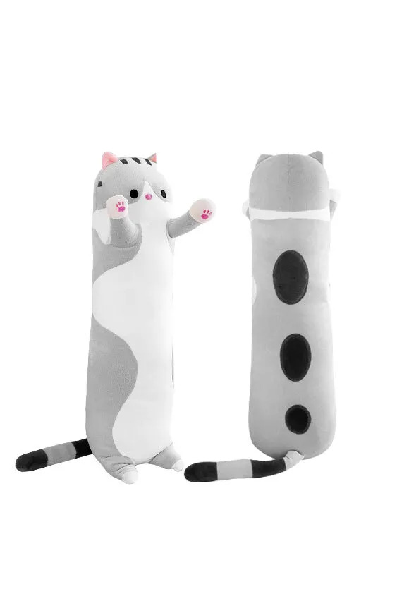 Как выглядит игрушка кот батон Мягкая игрушка Кот - батон, игрушка - обнимашка 90 см - Серый- антистресс - купи