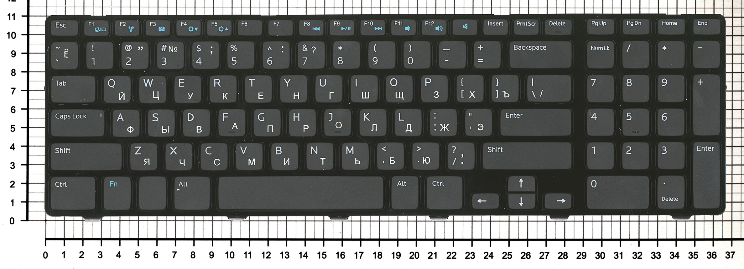 Клавиатура расположение клавиш картинка Клавиатура для ноутбука Dell Inspiron 17 3721 5721 5737 черная - купить в интерн
