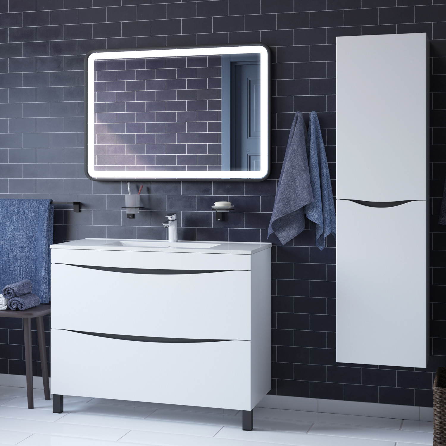 Фото товара на маркетплейсе ozon Напольная тумба с раковиной, IDDIS, 100 см, белая, Cloud, CLO10WFi95K