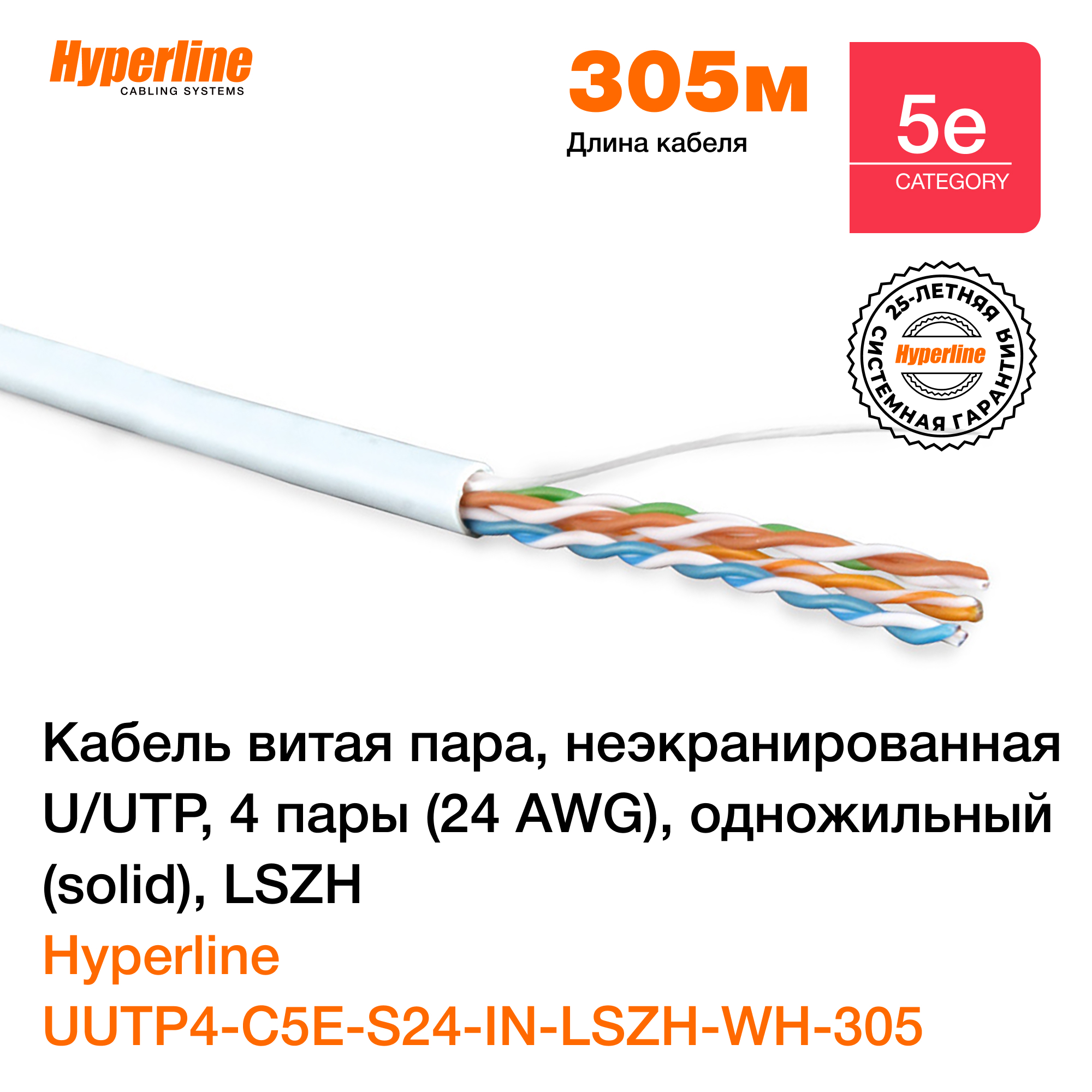 Utp4 c5e solid. Кабель Hyperline/uutp4-c5e-s24-in-PVC-GY. Кабель Hyperline uutp4-c5e-s24-in-LSZH-GY-305 305м, u/UTP, 5e, 4пары 24 AWG. Uutp4-c5e-s24-in-LSZH-GY-305. Конструкция кабеля NYM.