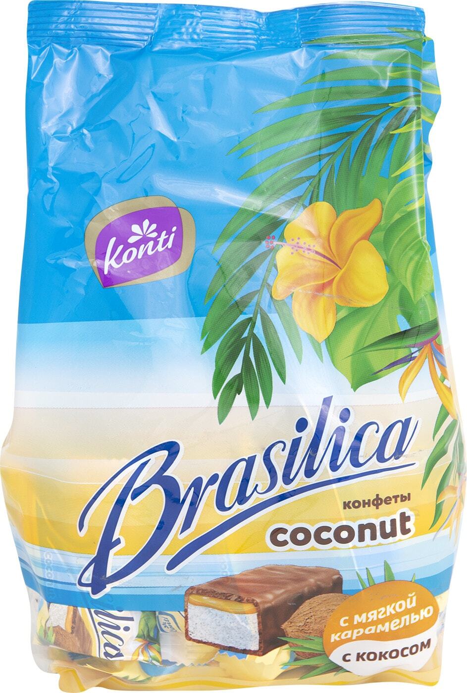 Конфеты bonjour coconut. Конфеты Brasilica Coconut. Конфеты бразилика Конти. Конфеты кокосовые Конти. Конфеты бразилика Кокос.