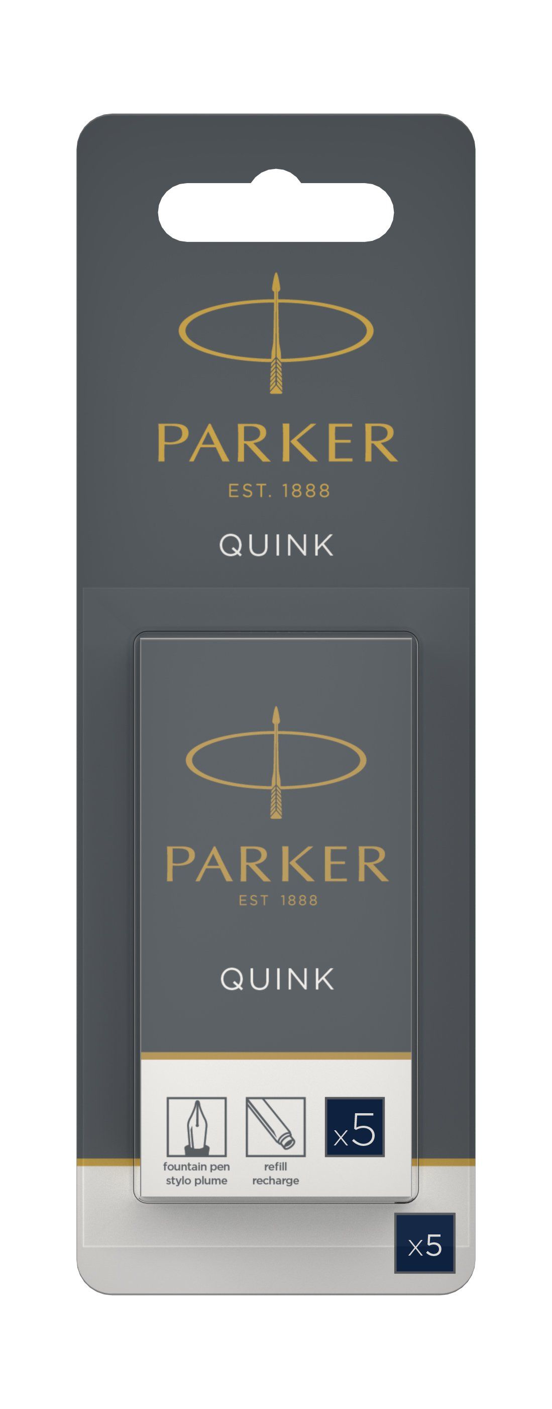 Картриджи чернильные Parker "Cartridge Quink" темно-синие, 5шт., блистер