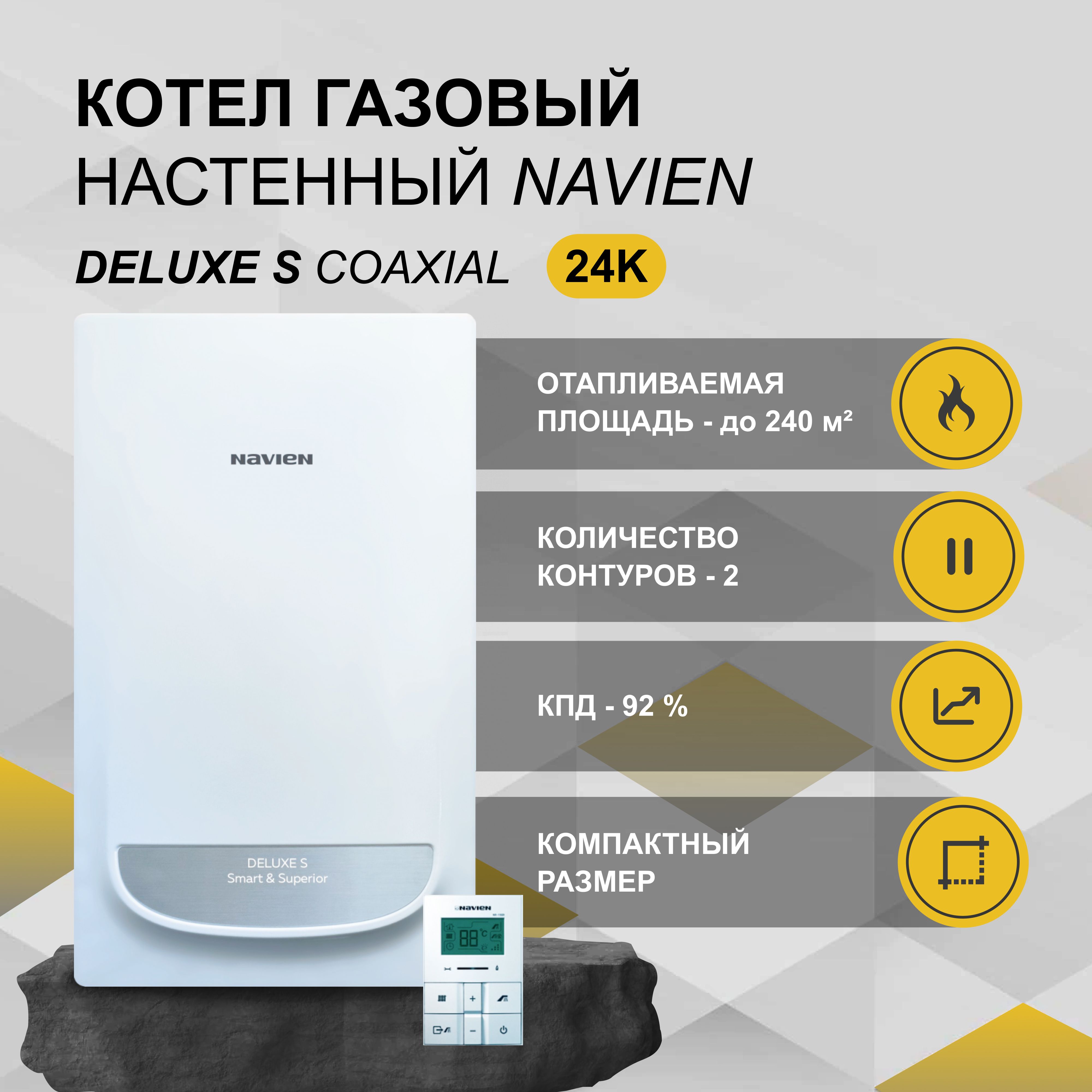 Настенный газовый котел Navien Deluxe S COAXIAL-24k (до 240м.кв.)