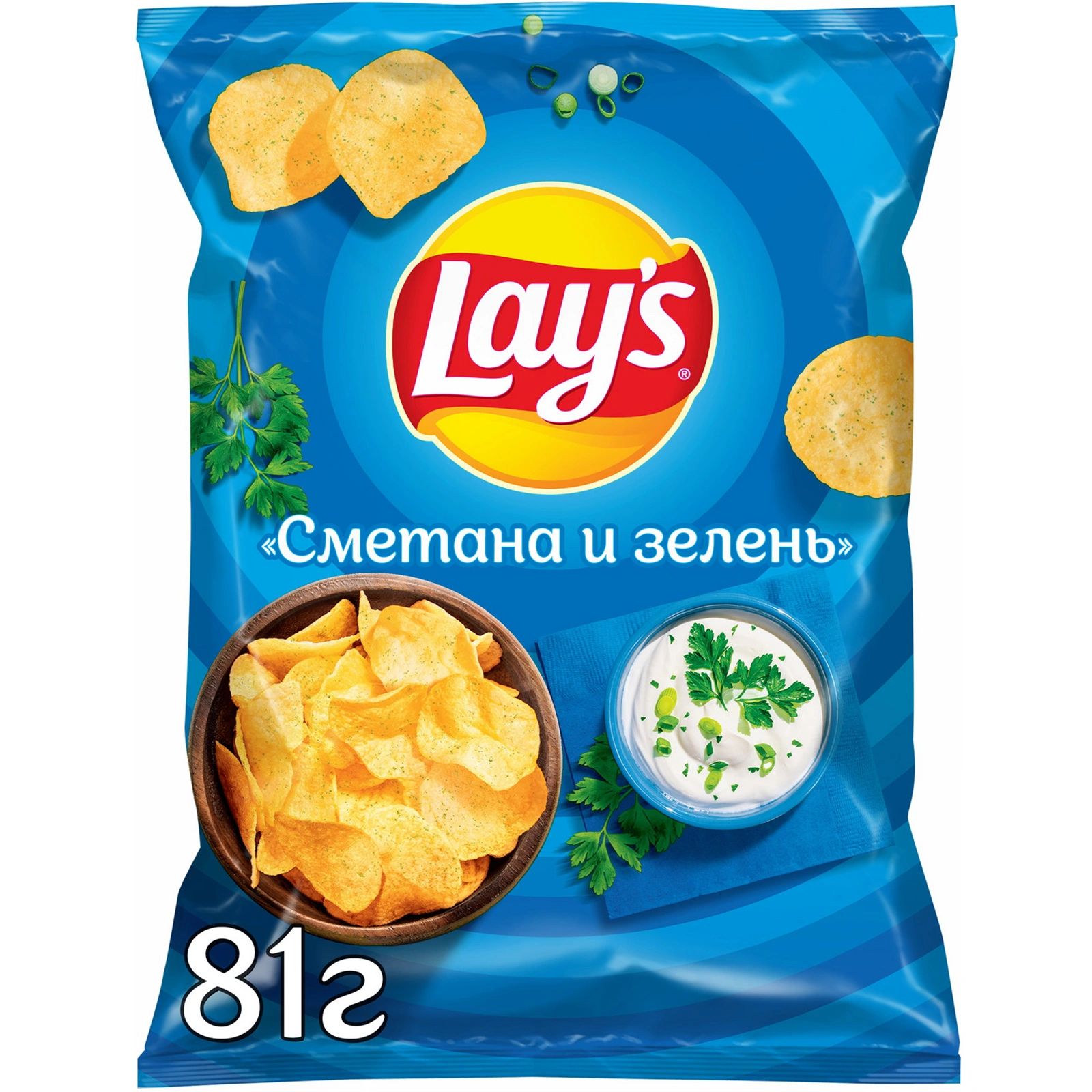 Чипсы lays сметана и зелень 81г