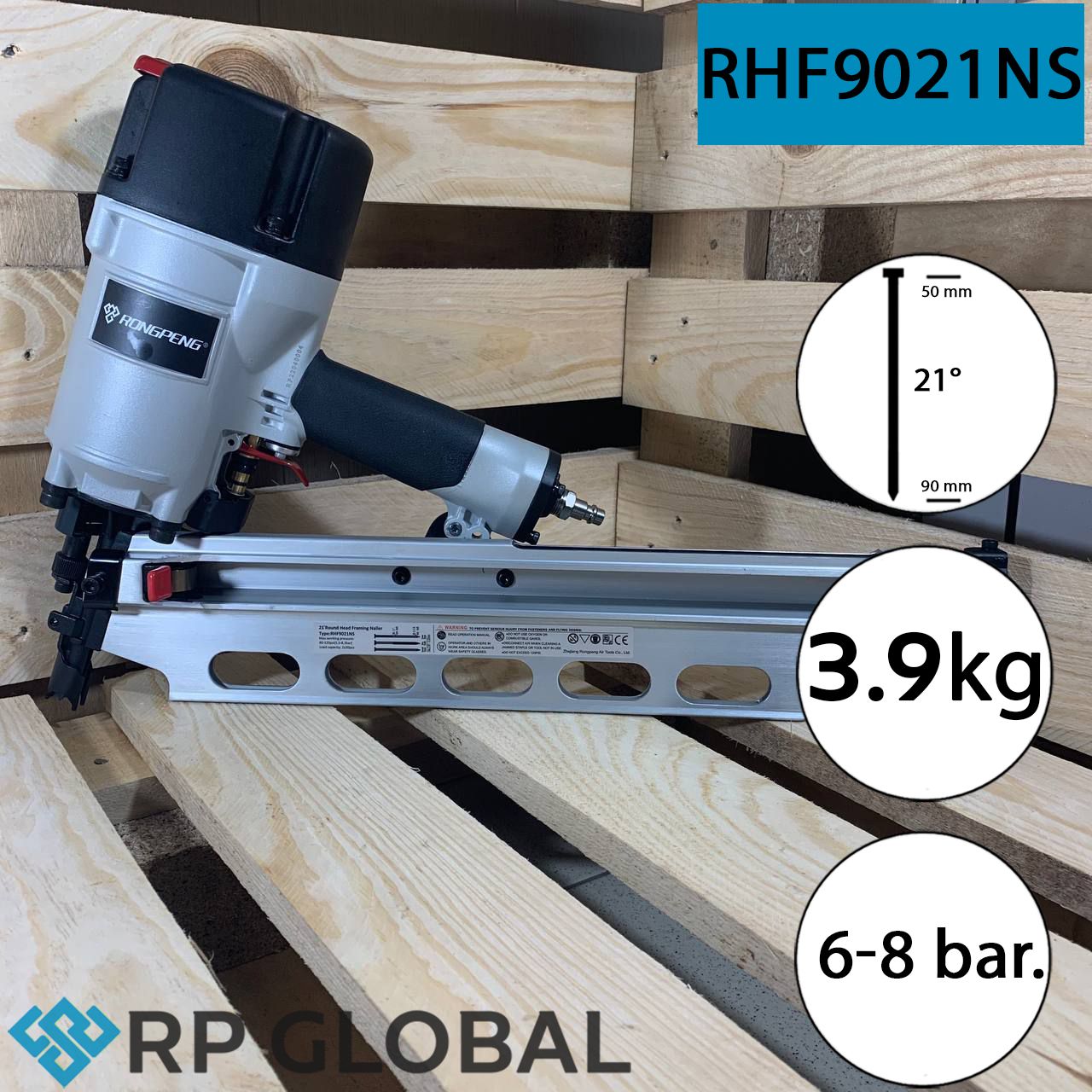 Реечный гвоздезабивной пневматический пистолет RONGPENG RHF9021NS