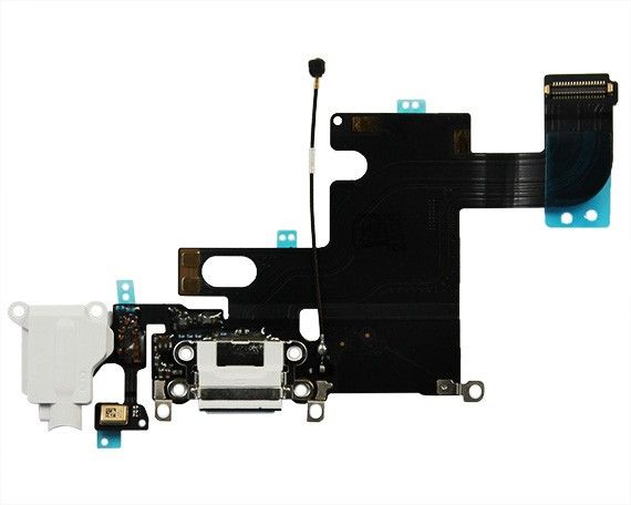 Шлейф iPhone 6 на системный разъем + разъем гарнитуры + микрофон белый