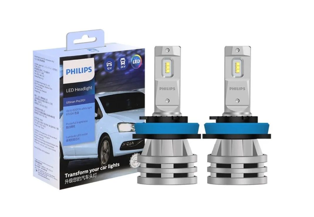 ЛампаавтомобильнаясветодиоднаяPhilips11972UE2X2LEDHeadlightPro3101H76000К12В/24В,пара11972U3101X2