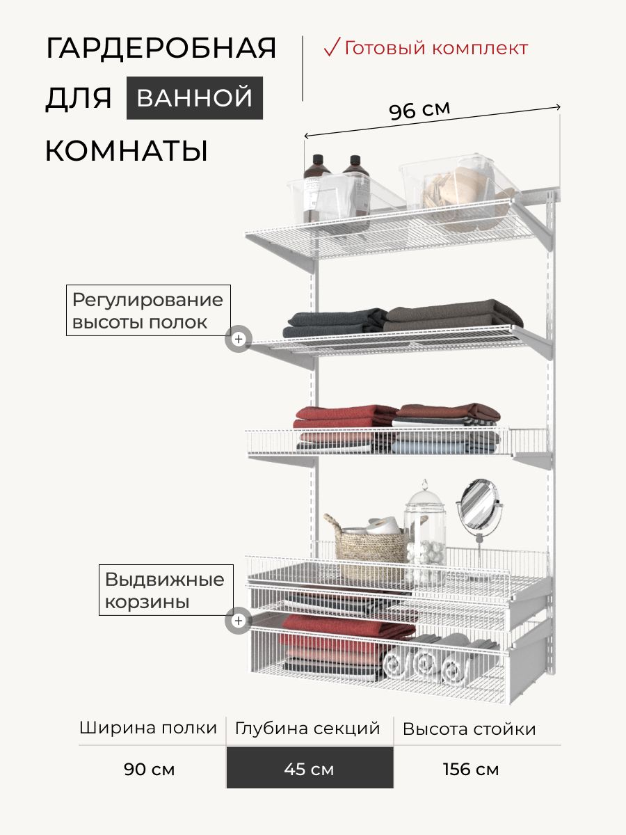 Полки сетчатые в ванную