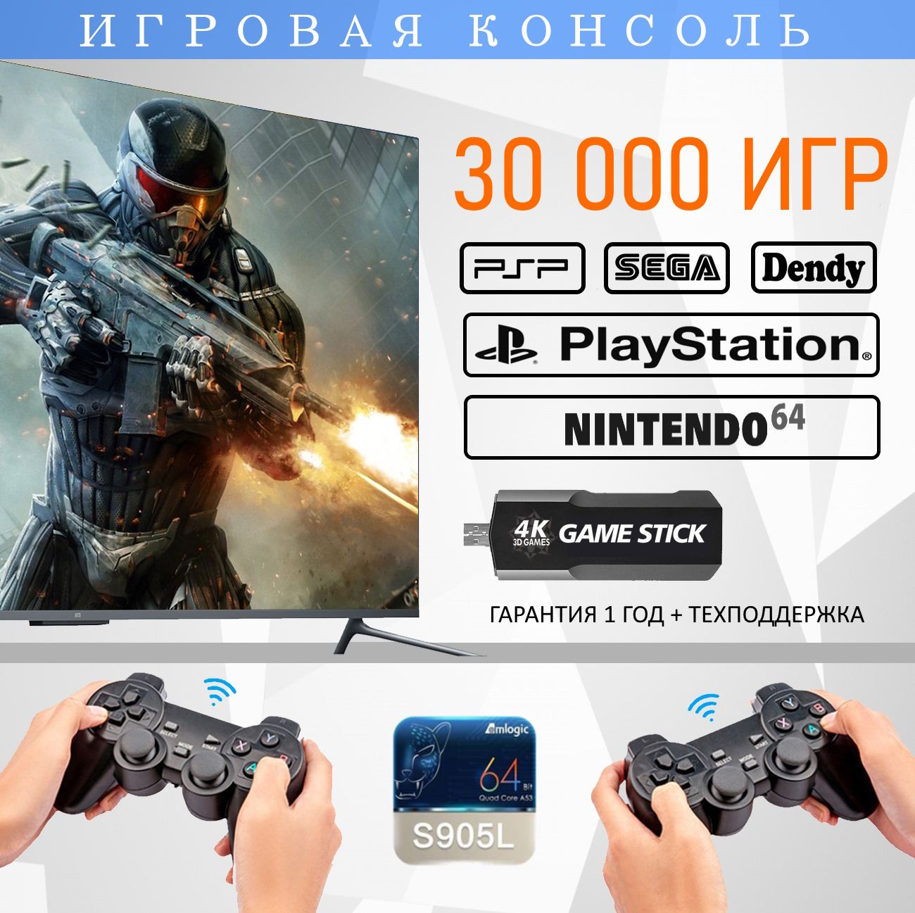 UPGRADE! Топовая игровая приставка, консоль GamePad с Emuelec 4.3! 30 000  игр! PSP, PS1, N64 и другие..