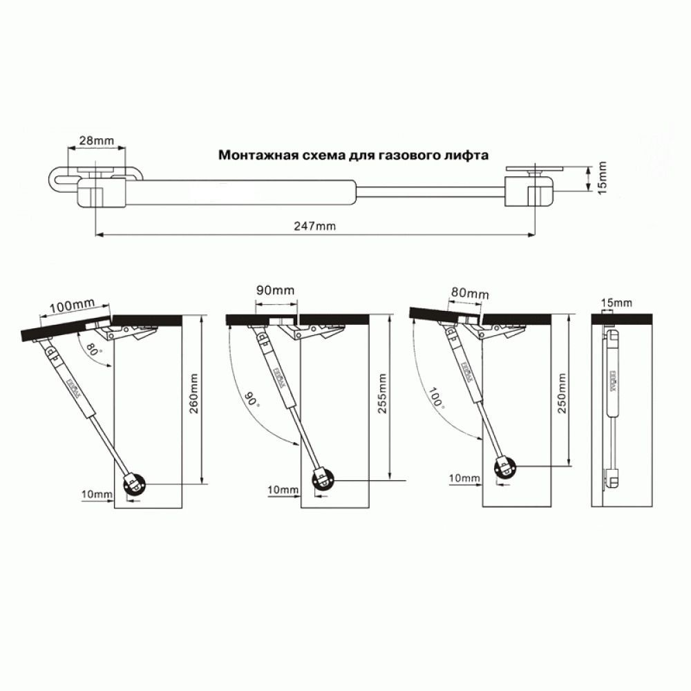 Мебельный газовый амортизатор 100n