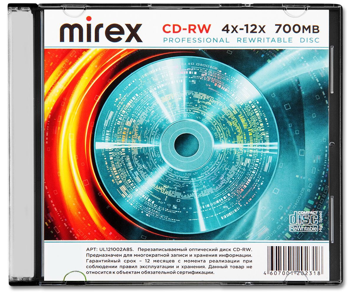 Перезаписываемый диск CD-RW Mirex 700Mb 12x slim box - купить с доставкой  по выгодным ценам в интернет-магазине OZON (285010080)