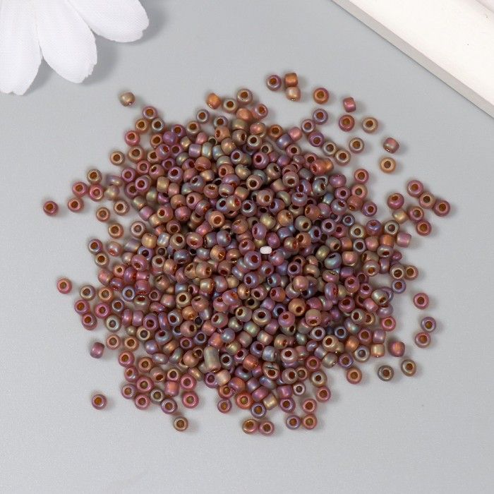 Бисер 8/0 "Матовый. Меланж фиолетово-розово-жёлтый" 30 гр