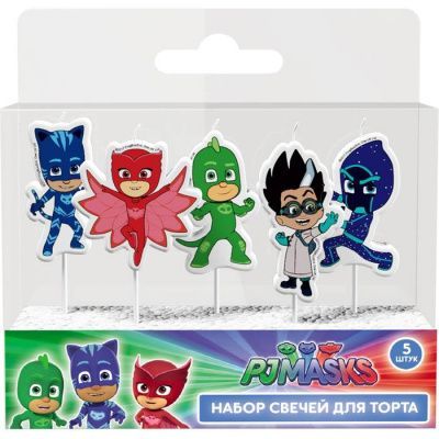 PJ Masks / Герои в масках Свечи для торта "5 шт. на пиках", 1 шт, 1 уп.