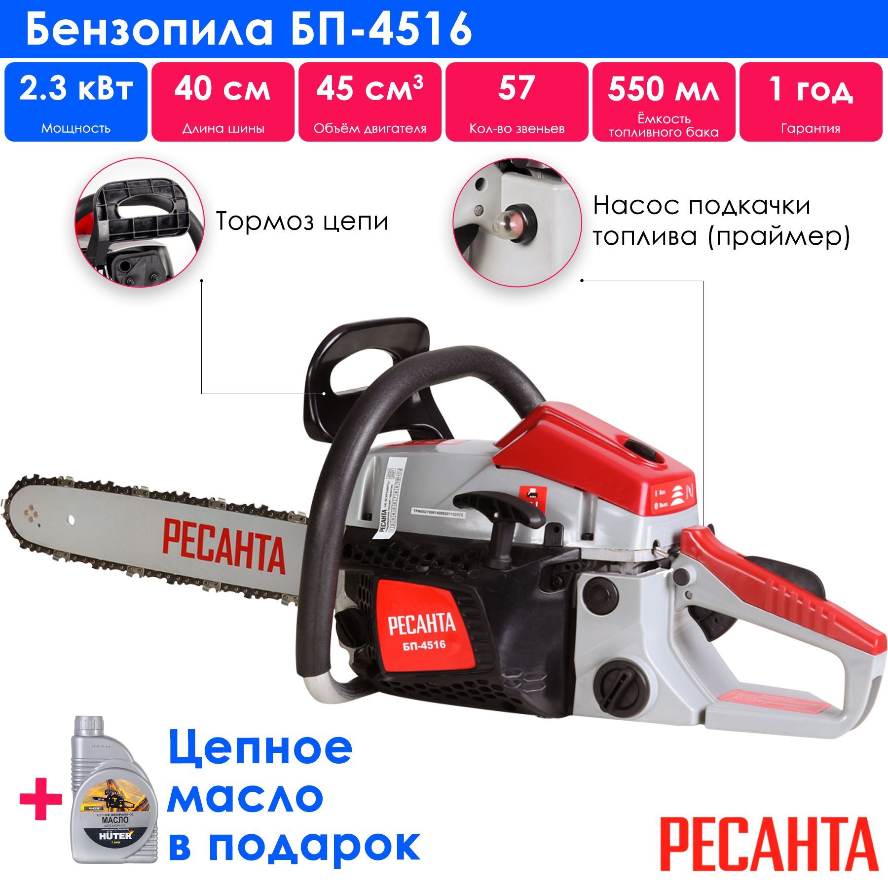 Бензопила ресанта 4516