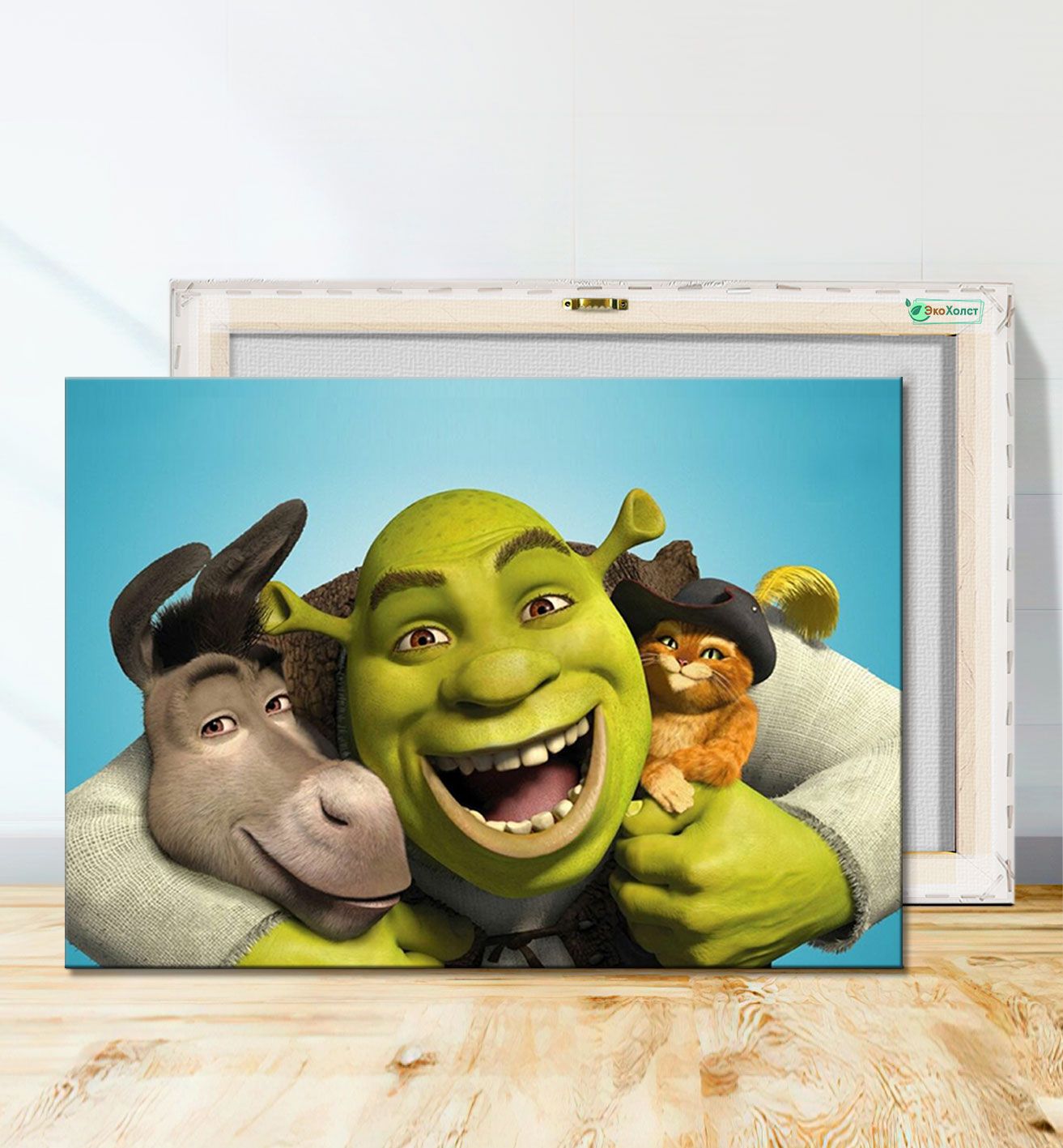 Картина на холсте для интерьера Шрек, shrek, кот и осел (3) 40х60 - купить  по низкой цене в интернет-магазине OZON (1604770526)