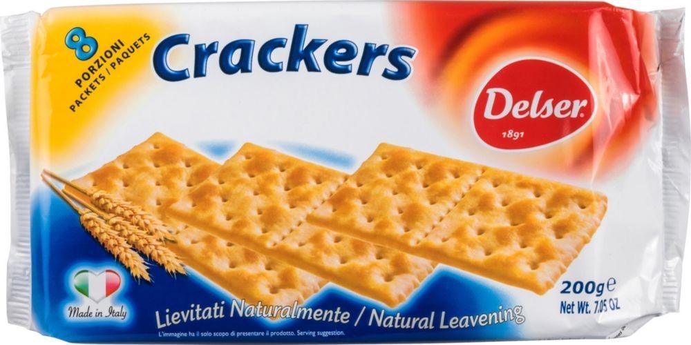 Крекеры Delser Crackers integrali из непросеянной муки, 200 г