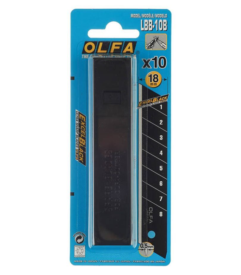 Сегментированные лезвия OLFA Excel Black 18х100х0.5 мм, 10 шт OL-LBB-10B