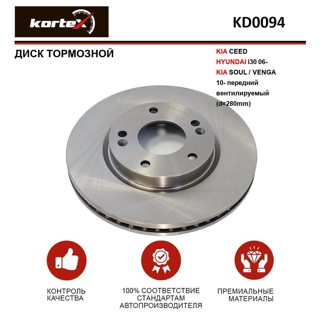 Диск тормозной KIA CEED / HYUNDAI i30 06 / KIA SOUL / VENGA 10 передний  вентилируемый (d-280mm) - купить по низкой цене в интернет-магазине OZON  (343997500)