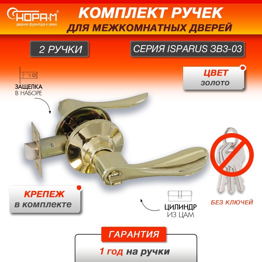 Ручка-защелка НОРА-М ISPARUS ЗВ3-03, нажимная, межкомнатная, фиксатор,  золото - купить по низкой цене в интернет-магазине OZON (801502738)