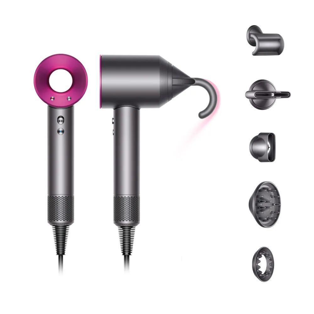 В чем отличие фенов дайсон. Фен Дайсон hd08. Dyson Supersonic hd08. Dyson Supersonic hd07 Nickel/Fuchsia. Фен Дайсон с насадками для завивки