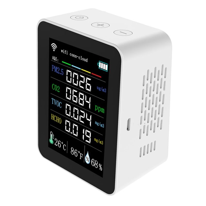 Tuya7В1WIFIДетекторКачестваВоздухаCO2TesterTFTDisplayAirTester,Белый