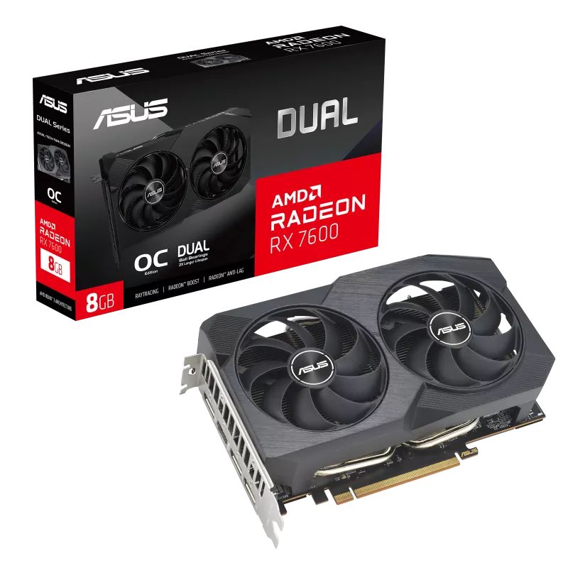 ASUSВидеокартаRadeonRX7600DualV2OCEdition8ГБ(DUAL-RX7600-O8G-V2)