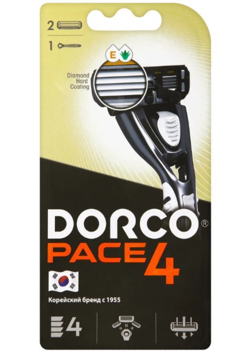 Dorco Cтанок для бритья "Pace 4", 2 сменные кассеты