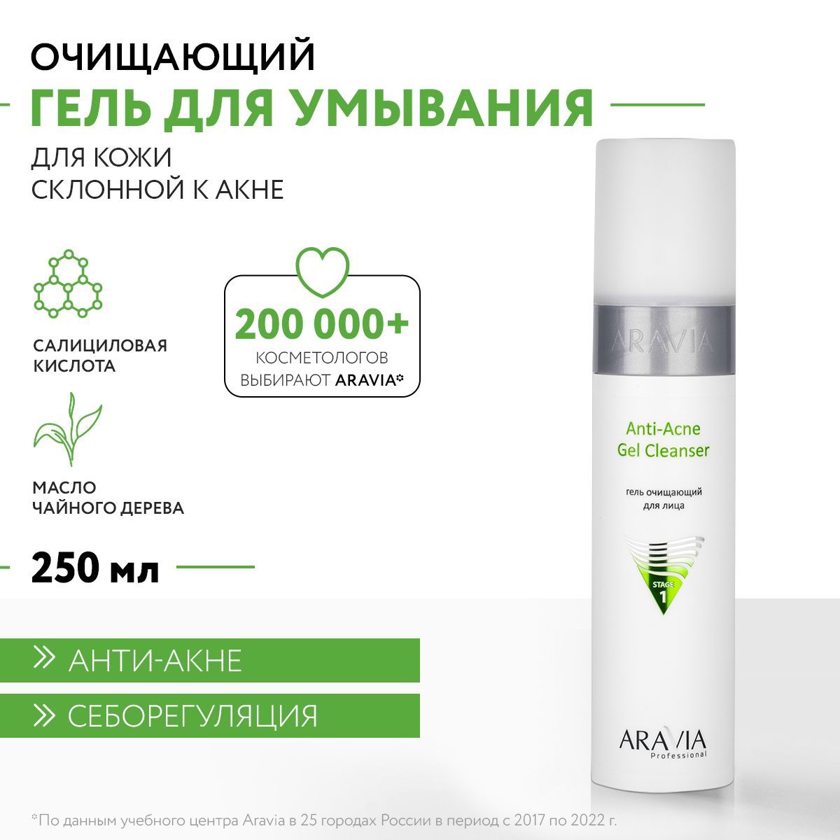 ARAVIA Professional Гель очищающий для жирной и проблемной кожи Anti-Acne Gel Cleanser, 250 мл