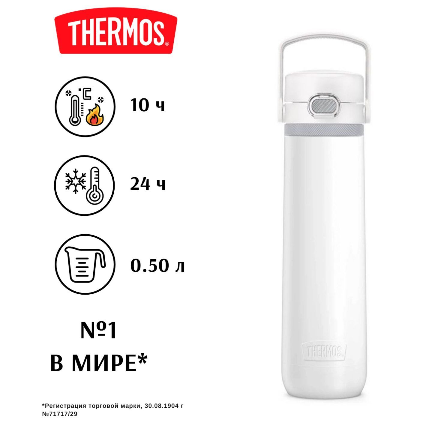 THERMOS термокружка 0.5л GUARDIAN, 24/10, белый - безупречное качество с 1904, та самая термокружка для чая, кофе, воды и других напитков (TS-2309)