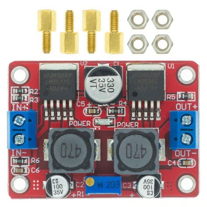 DC-DCпонижающий/повышающийпреобразовательсостабилизациейнапряженияLM2577S+LM2596S(вход3.5-28Вивыход1.25-30В)вверх/вниздо3А(У)