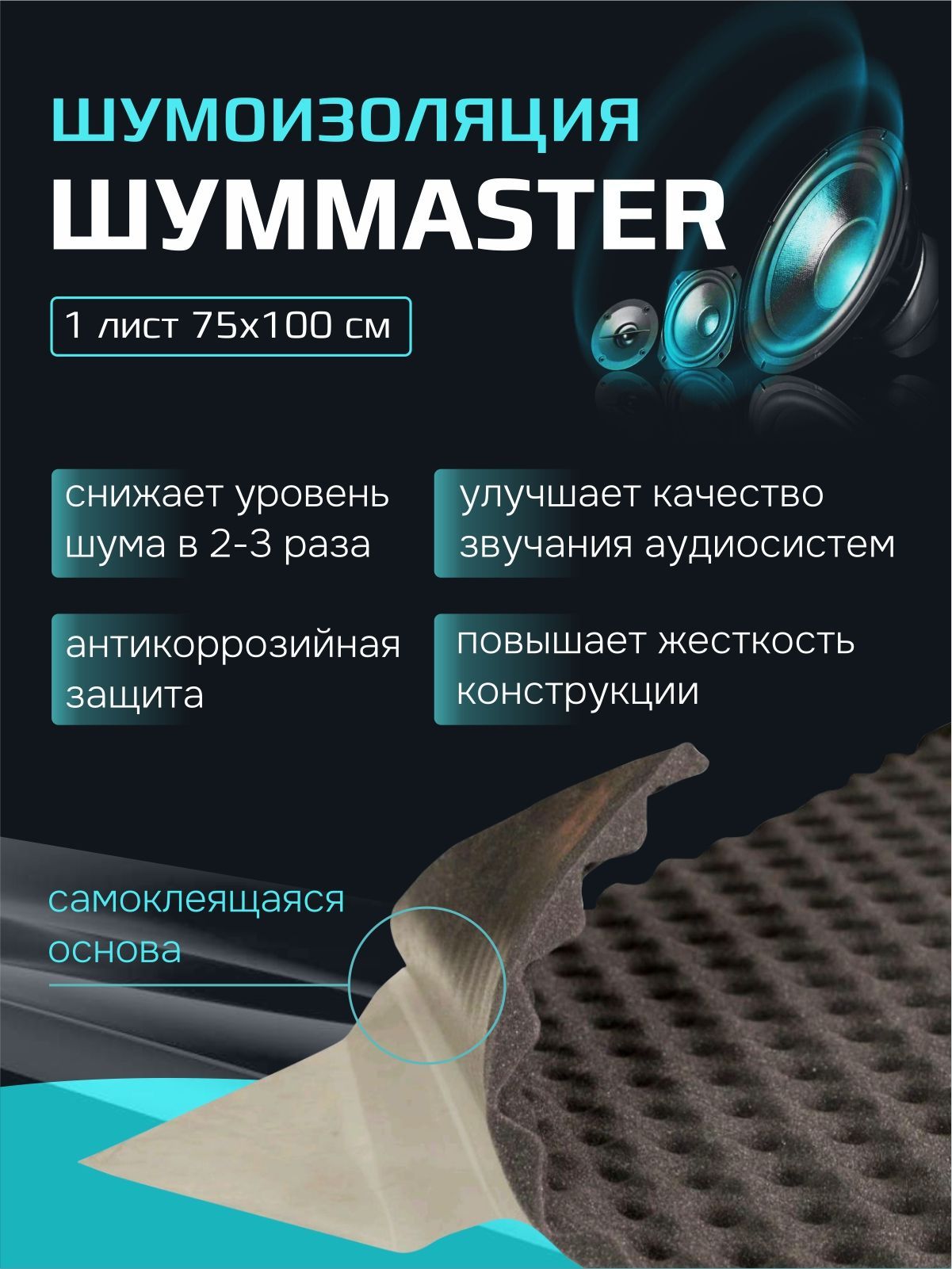 Шумоизоляция Шумmaster Волна 15 (0,75х1,0м) 1 лист - купить по выгодной  цене в интернет-магазине OZON (633766609)