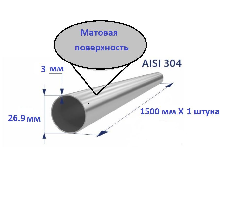 Труба 26,9Х3мм длина 1500мм Нержавеющая сталь 1 штука