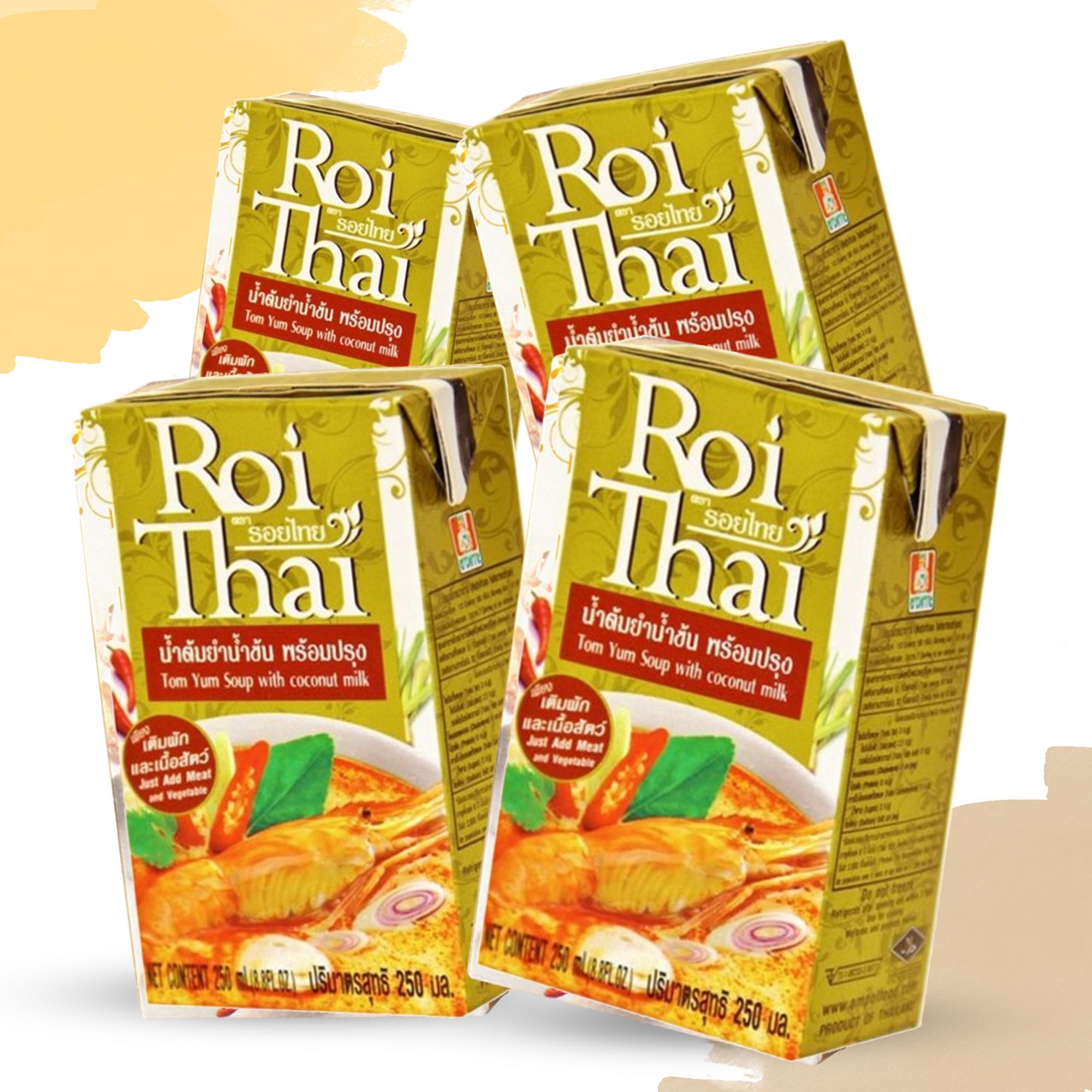 Суп Том Ям с кокосовым молоком Roi Thai,Tom Yum Soup with coconut milk, 4  шт по 250 мл