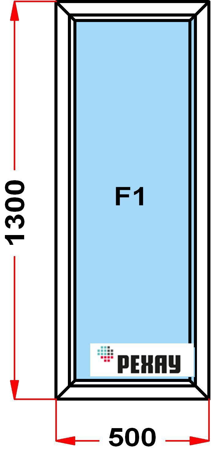 Окнопластиковое,профильРЕХАУBLITZ(1300x500),неоткрывающееся,стеклопакетиз3хстекол