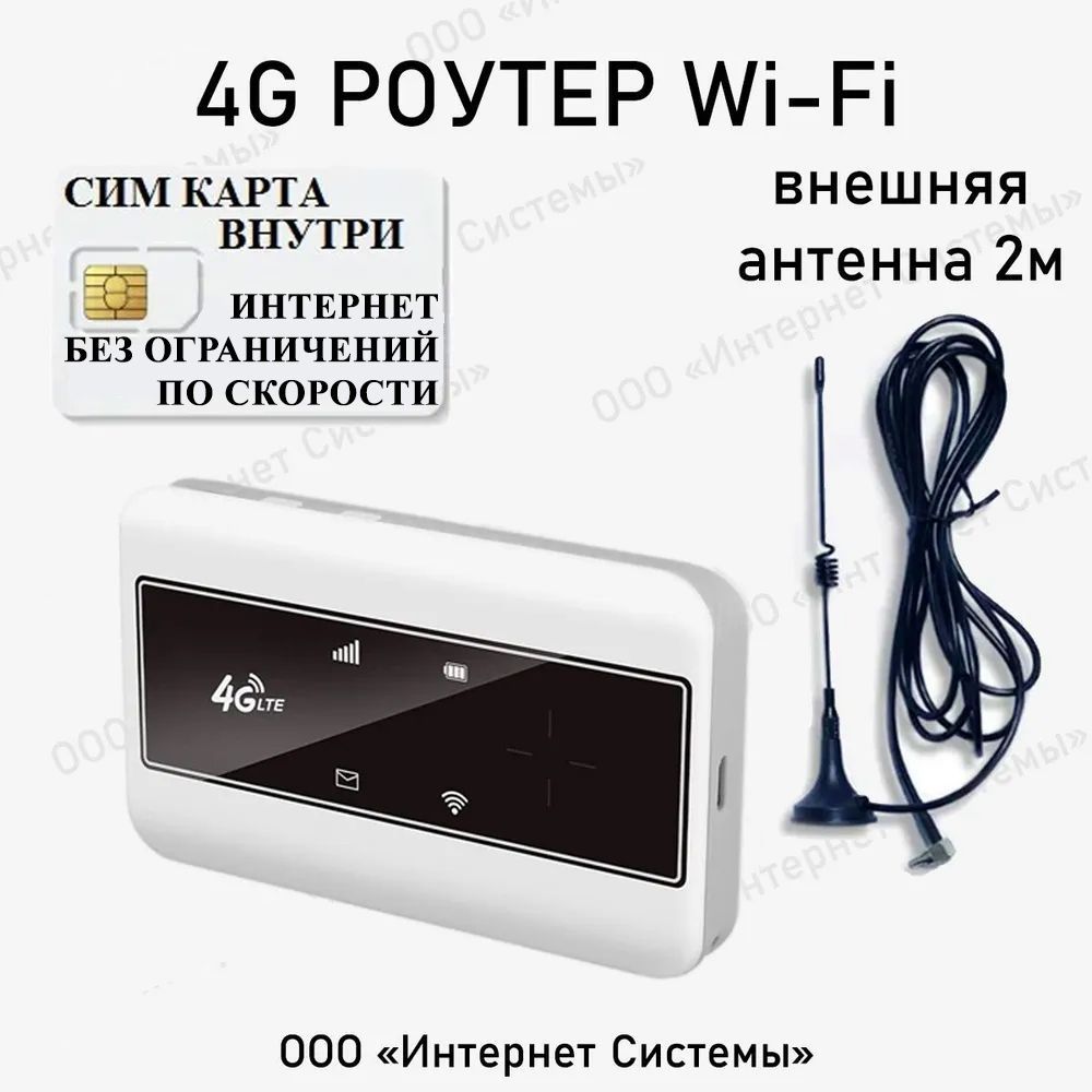 WIFI МОДЕМ 4G С СИМ КАРТОЙ В ПОДАРОК! С ДОПОЛНИТЕЛЬНОЙ ВНЕШНЕЙ АНТЕННОЙ В  КОМПЛЕКТЕ! МОБИЛЬНЫЙ, ПЕРЕНОСНОЙ С АКБ 2100MAH, 8 ЧАСОВ БЕЗ ПОДЗАРЯДКИ. ...