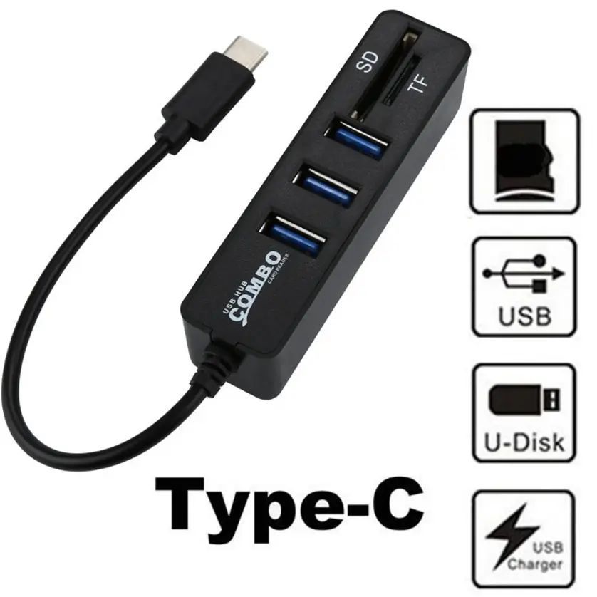 Хаб и картридер Type-C и картридер USB Hub & Card Reader адаптер