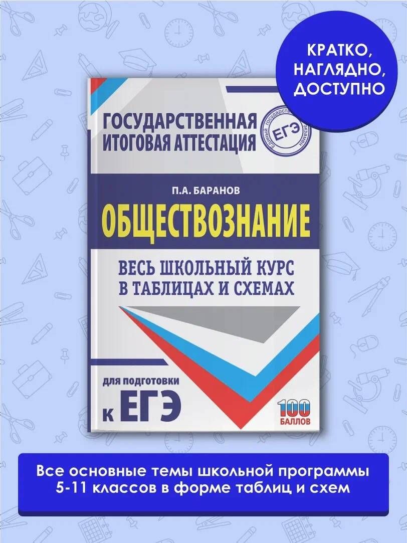 ЕГЭ. Обществознание. Весь школьный курс в таблицах и схемах для подготовки к единому государственному экзамену | Баранов Петр Анатольевич